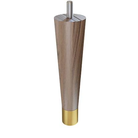 Designs Of Distinction 6" Round Tapered Leg with bolt and 1" Satin Brass Ferrule - Walnut 01240006WLSB6